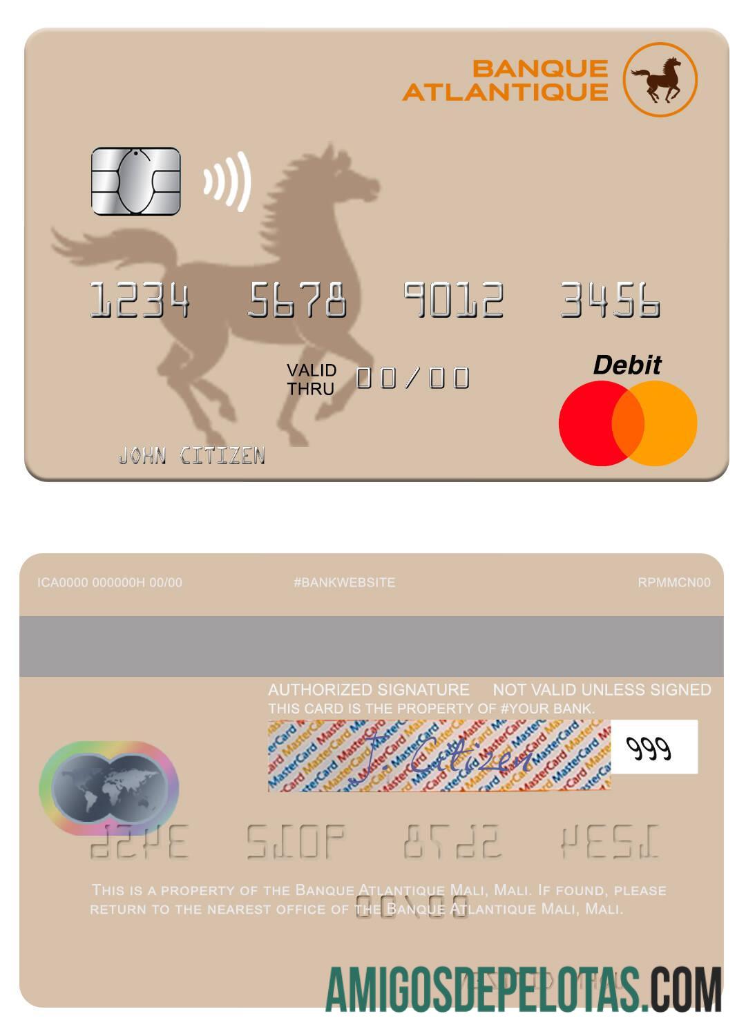 Mali Banque Atlantique Mali Mastercard template